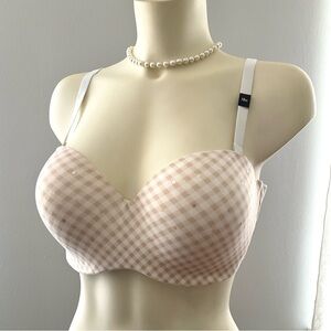 NWT Body by Victoria 38D Victoria's Secret Beige Checkered Bra with sequin